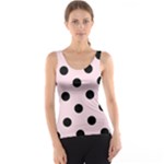 Polka Dots - Black on Piggy Pink Tank Top