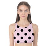 Polka Dots - Black on Piggy Pink Tank Bikini Top