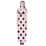 Polka Dots - Black on Piggy Pink Short Sleeve Maxi Dress