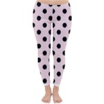 Polka Dots - Black on Piggy Pink Winter Leggings