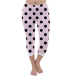 Polka Dots - Black on Piggy Pink Capri Winter Leggings