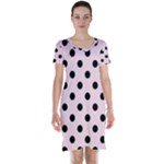 Polka Dots - Black on Piggy Pink Short Sleeve Nightdress