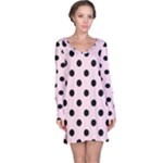 Polka Dots - Black on Piggy Pink Long Sleeve Nightdress