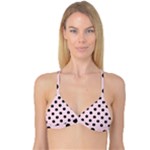 Polka Dots - Black on Piggy Pink Reversible Tri Bikini Top