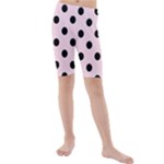 Polka Dots - Black on Piggy Pink Kid s Mid Length Swim Shorts