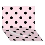 Polka Dots - Black on Piggy Pink Heart Bottom 3D Greeting Card (7x5)