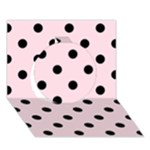 Polka Dots - Black on Piggy Pink Circle 3D Greeting Card (7x5)