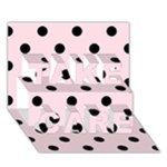 Polka Dots - Black on Piggy Pink TAKE CARE 3D Greeting Card (7x5)