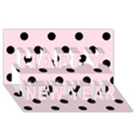 Polka Dots - Black on Piggy Pink Happy New Year 3D Greeting Card (8x4)