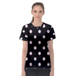 Polka Dots - Piggy Pink on Black Women s Sport Mesh Tee