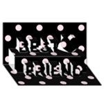 Polka Dots - Piggy Pink on Black Best Friends 3D Greeting Card (8x4)