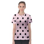 Polka Dots - Black on Pale Pink Women s Sport Mesh Tee