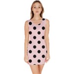 Polka Dots - Black on Pale Pink Bodycon Dress