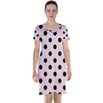 Polka Dots - Black on Pale Pink Short Sleeve Nightdress