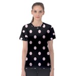 Polka Dots - Pale Pink on Black Women s Sport Mesh Tee