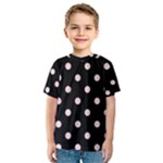 Polka Dots - Pale Pink on Black Kid s Sport Mesh Tee