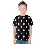 Polka Dots - Pale Pink on Black Kid s Cotton Tee