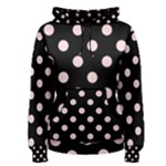 Polka Dots - Pale Pink on Black Women s Pullover Hoodie