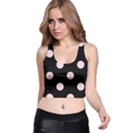 Polka Dots - Pale Pink on Black Racer Back Crop Top