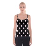 Polka Dots - Pale Pink on Black Spaghetti Strap Top