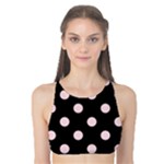 Polka Dots - Pale Pink on Black Tank Bikini Top