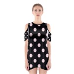 Polka Dots - Pale Pink on Black Women s Cutout Shoulder Dress