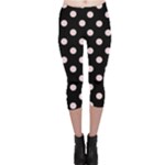 Polka Dots - Pale Pink on Black Capri Leggings