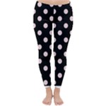 Polka Dots - Pale Pink on Black Winter Leggings