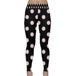 Polka Dots - Pale Pink on Black Yoga Leggings