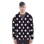 Polka Dots - Pale Pink on Black Hooded Wind Breaker (Men)