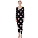 Polka Dots - Pale Pink on Black Long Sleeve Catsuit