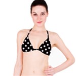 Polka Dots - Pale Pink on Black Bikini Top