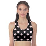 Polka Dots - Pale Pink on Black Women s Sports Bra