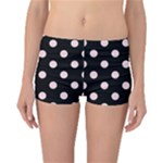 Polka Dots - Pale Pink on Black Reversible Boyleg Bikini Bottoms