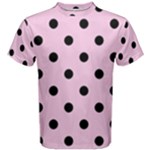 Polka Dots - Black on Classic Rose Pink Men s Cotton Tee