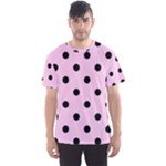 Polka Dots - Black on Classic Rose Pink Men s Sport Mesh Tee