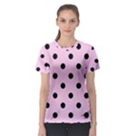 Polka Dots - Black on Classic Rose Pink Women s Sport Mesh Tee