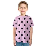 Polka Dots - Black on Classic Rose Pink Kid s Sport Mesh Tee