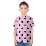 Polka Dots - Black on Classic Rose Pink Kid s Cotton Tee