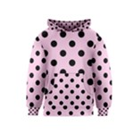 Polka Dots - Black on Classic Rose Pink Kid s Pullover Hoodie