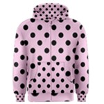 Polka Dots - Black on Classic Rose Pink Men s Zipper Hoodie