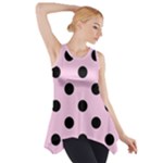 Polka Dots - Black on Classic Rose Pink Side Drop Tank Tunic