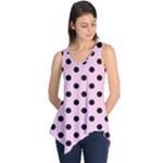 Polka Dots - Black on Classic Rose Pink Sleeveless Tunic