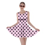 Polka Dots - Black on Classic Rose Pink Skater Dress