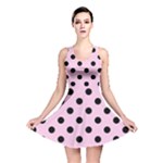 Polka Dots - Black on Classic Rose Pink Reversible Skater Dress