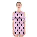 Polka Dots - Black on Classic Rose Pink Women s Cutout Shoulder Dress