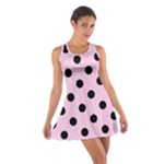 Polka Dots - Black on Classic Rose Pink Cotton Racerback Dress