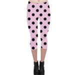 Polka Dots - Black on Classic Rose Pink Capri Leggings