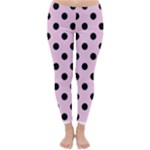 Polka Dots - Black on Classic Rose Pink Winter Leggings