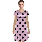 Polka Dots - Black on Classic Rose Pink Cap Sleeve Nightdress